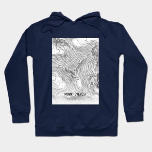 Mount Everest Topographic Map White and Black Hoodie